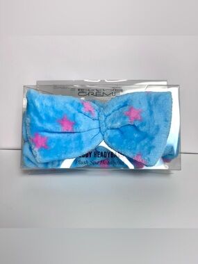 Plush Spa Creme Shop Headband - Blue with Pink Stars